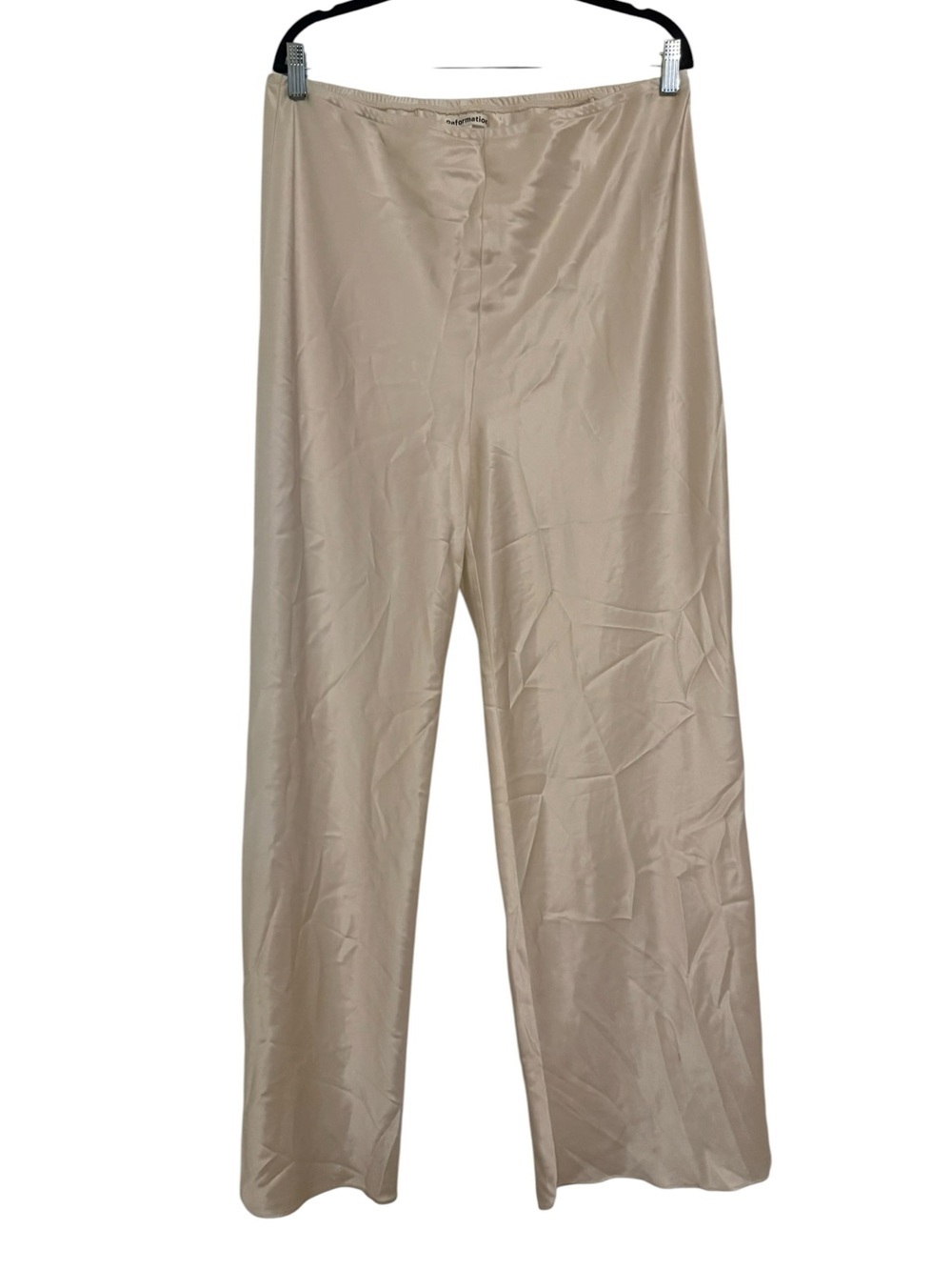 Reformation Satin Wide Leg Pull On Pants Champagne Beige Size XL